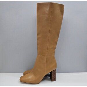 Paige Keely Knee High Boot Womens 11 Cognac Tan Leather Tall Heeled Riding Fall